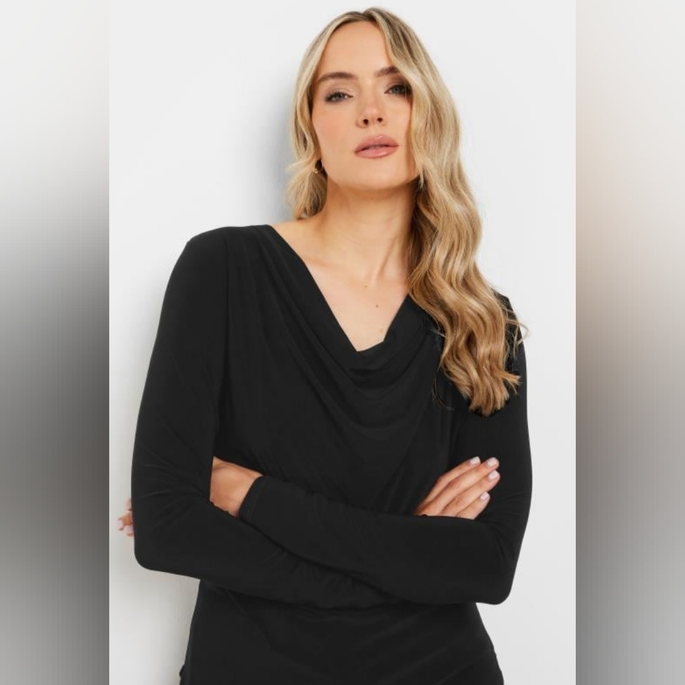 Long Tall Sally Women's Draped Neck Blackberry Long Sleeve Top Size L